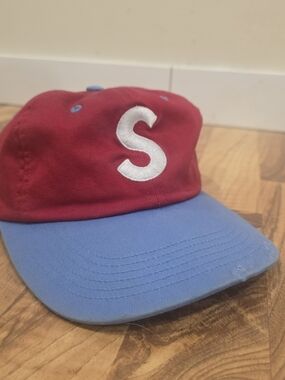 Supreme Red and Black Cap with USA Tag